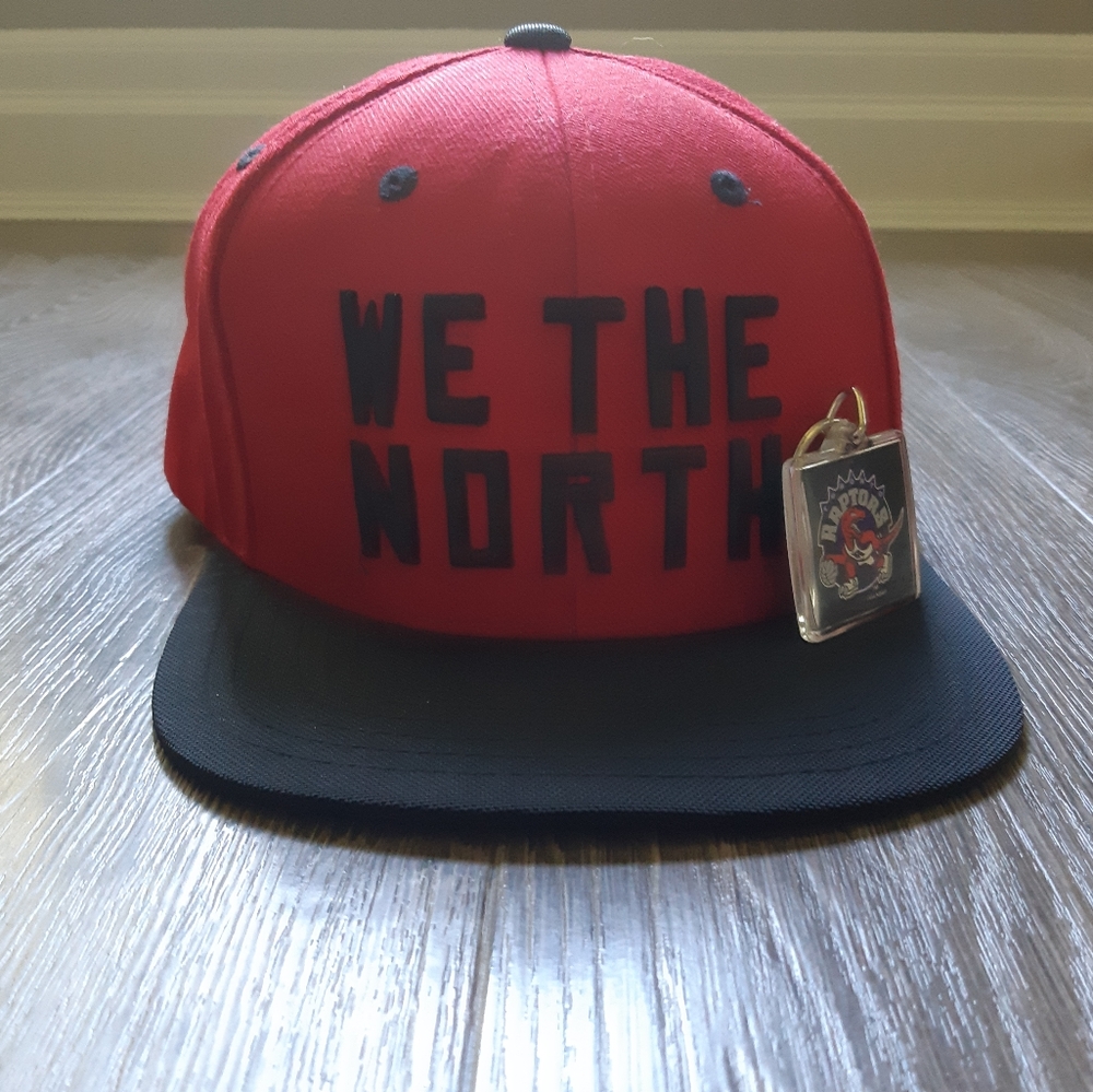 American Needle NBA Toronto Raptors Hat and Vintage keychain. Red + Black